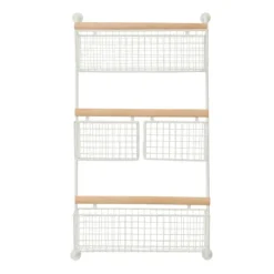Wall Storage-Kirkland's Home Metal 4-Basket Wall Shelf White