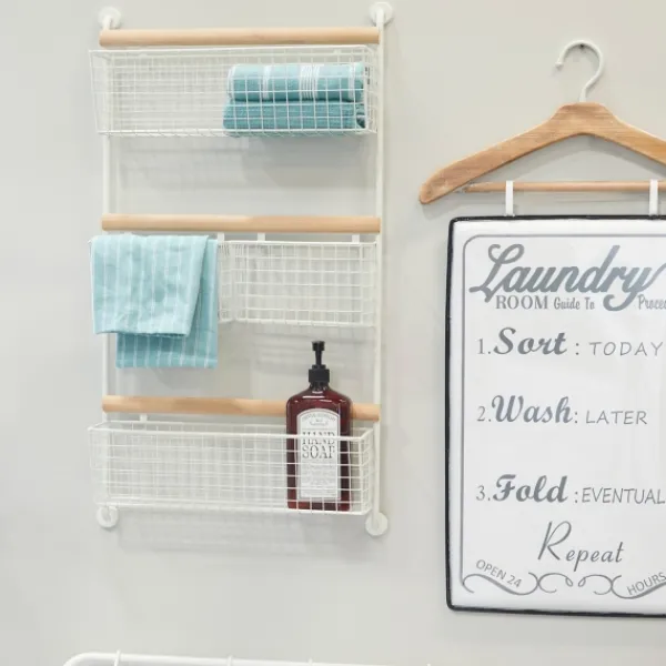 Wall Storage-Kirkland's Home Metal 4-Basket Wall Shelf White