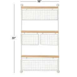 Wall Storage-Kirkland's Home Metal 4-Basket Wall Shelf White