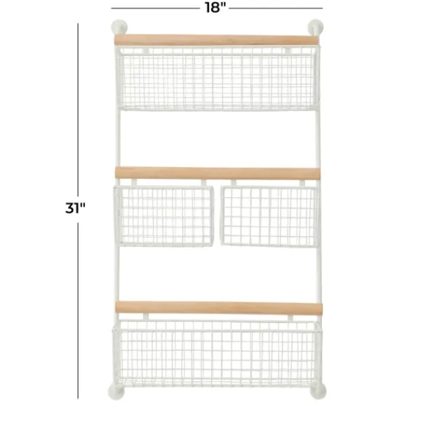 Wall Storage-Kirkland's Home Metal 4-Basket Wall Shelf White