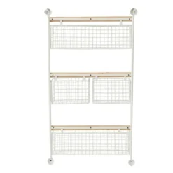 Wall Storage-Kirkland's Home Metal 4-Basket Wall Shelf White