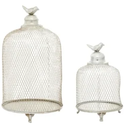 Lanterns-Kirkland's Home Metal Bird Cage Cloche Lanterns, Set Of 2 Silver