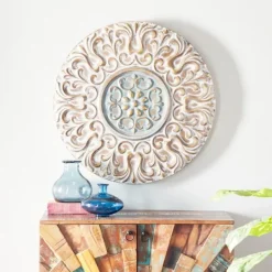 Wall Plaques-Kirkland's Home Metal Carved Floral Wall Sculpture Gold