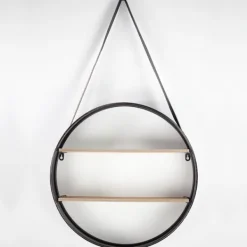 Shelves-Kirkland's Home Metal Circle Wall Shelf With Leather Strap