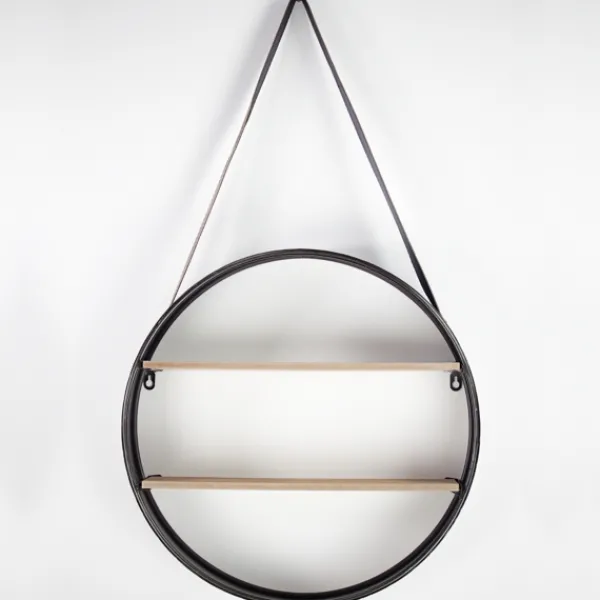 Shelves-Kirkland's Home Metal Circle Wall Shelf With Leather Strap