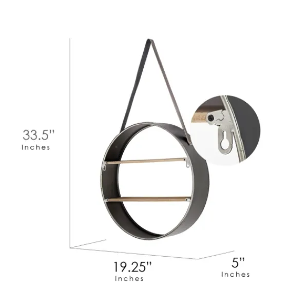 Shelves-Kirkland's Home Metal Circle Wall Shelf With Leather Strap