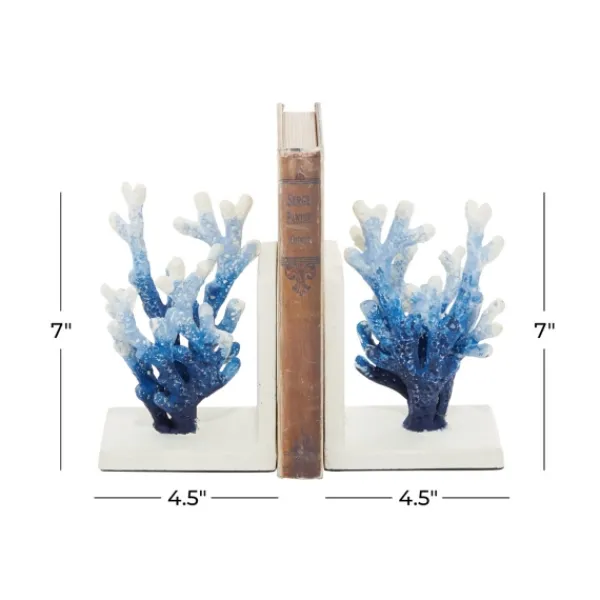 Decorative Accents-Kirkland's Home Metal Coral Bookends, Set Of 2 Blue