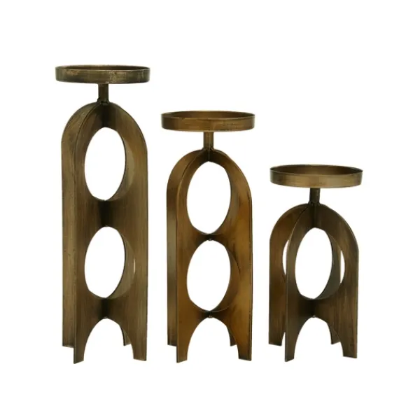 Candle Holders-Kirkland's Home Metal Cutout Candle Holders, Set Of 3 Gold
