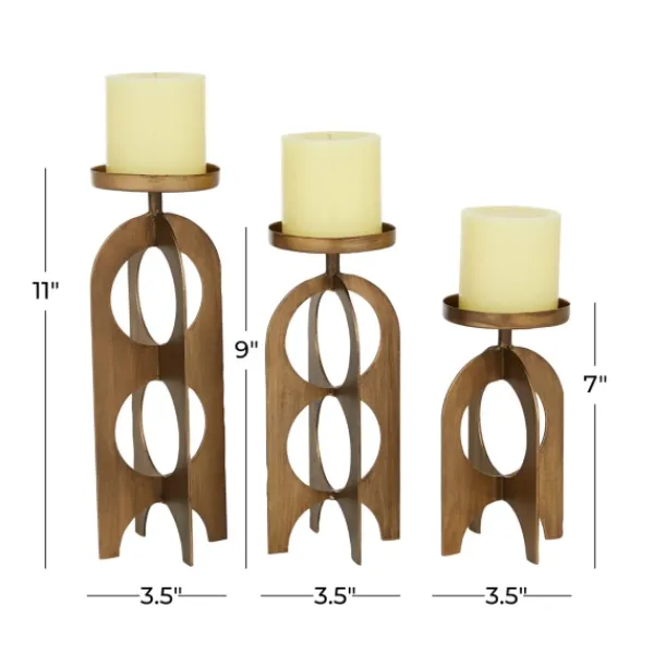 Candle Holders-Kirkland's Home Metal Cutout Candle Holders, Set Of 3 Gold