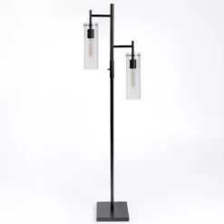 Floor Lamps-Kirkland's Home Metal Cylinder Shade Floor Lamp Black