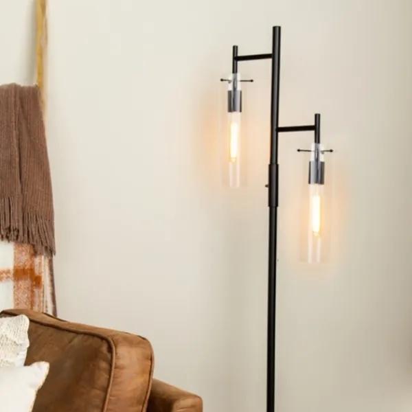 Floor Lamps-Kirkland's Home Metal Cylinder Shade Floor Lamp Black