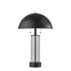 Table Lamps-Kirkland's Home Metal Dome And Clear Glass Table Lamp Black