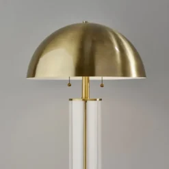 Table Lamps-Kirkland's Home Metal Dome And Clear Glass Table Lamp Gold