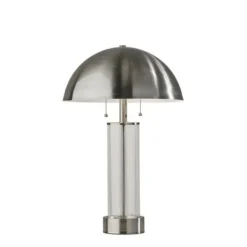Table Lamps-Kirkland's Home Metal Dome And Clear Glass Table Lamp Silver