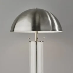 Table Lamps-Kirkland's Home Metal Dome And Clear Glass Table Lamp Silver