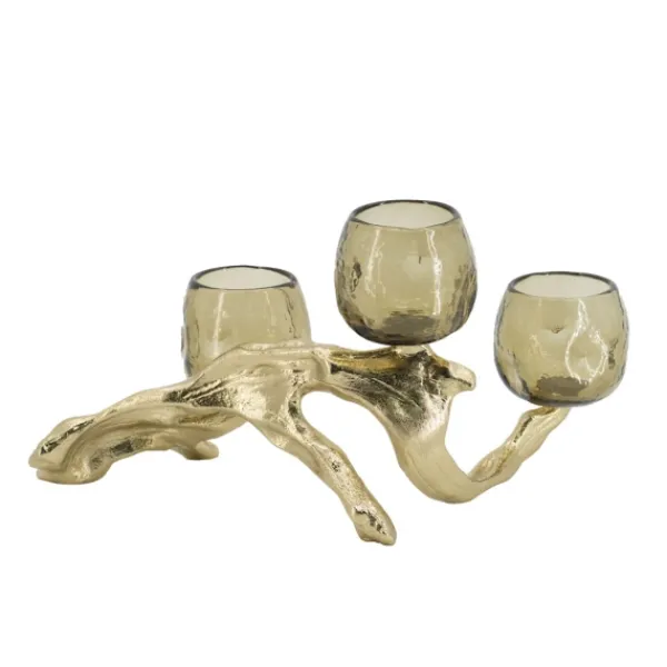 Candle Holders-Kirkland's Home Metal Driftwood Votive Candle Holder Gold
