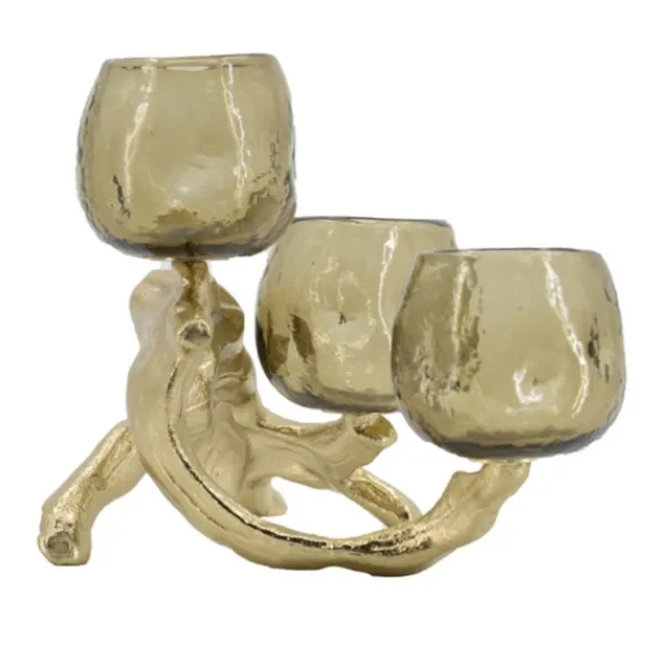 Candle Holders-Kirkland's Home Metal Driftwood Votive Candle Holder Gold