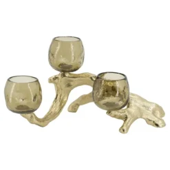 Candle Holders-Kirkland's Home Metal Driftwood Votive Candle Holder Gold