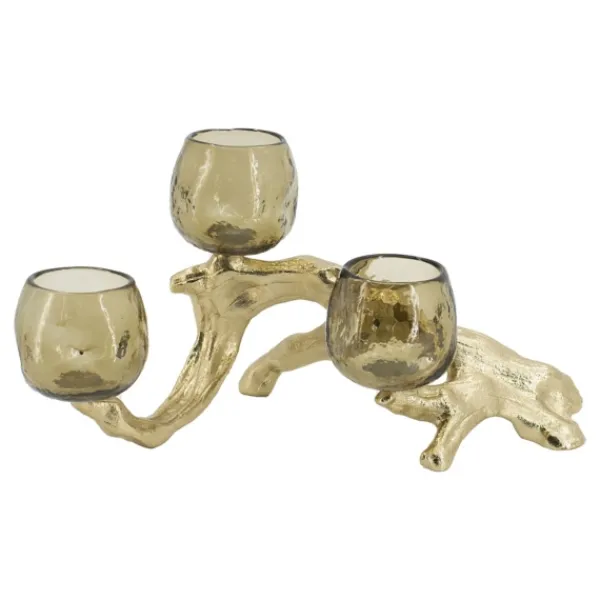 Candle Holders-Kirkland's Home Metal Driftwood Votive Candle Holder Gold