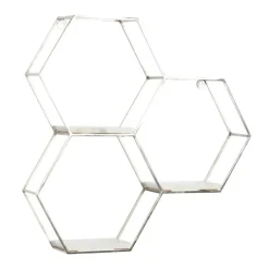 Shelves-Kirkland's Home Metal Frame And White Marble Wall Shelf Silver