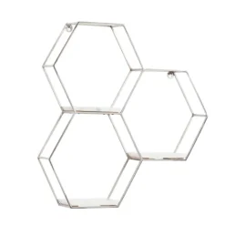 Shelves-Kirkland's Home Metal Frame And White Marble Wall Shelf Silver