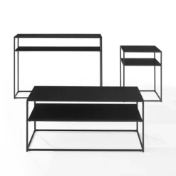 Coffee Tables-Kirkland's Home Metal Frame 3-Pc. Table Set Black