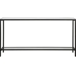 Console Tables-Kirkland's Home Metal Glass Top Console Table Black