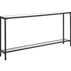 Console Tables-Kirkland's Home Metal Glass Top Console Table Black