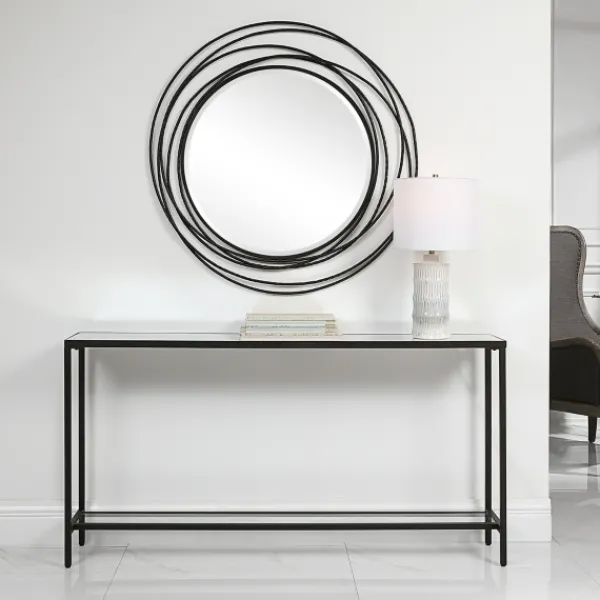 Console Tables-Kirkland's Home Metal Glass Top Console Table Black