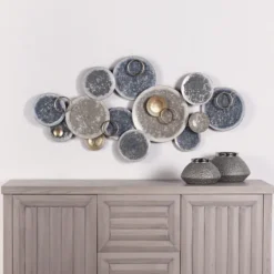 Wall Plaques-Kirkland's Home Metal Hammered Discs Wall Plaque Blue/Gray