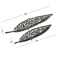 Decorative Trays-Kirkland's Home Metal Leaf Trays, Set Of 2 Black