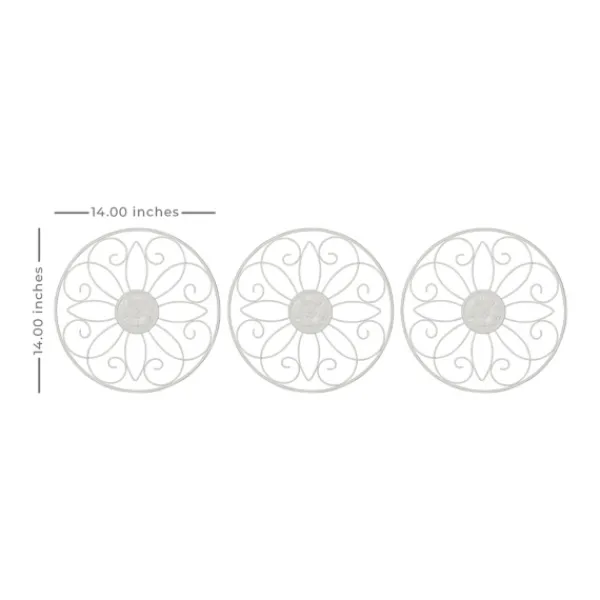 Wall Plaques-Kirkland's Home Metal Medallion Wall Plaques, Set Of 3 White
