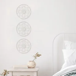 Wall Plaques-Kirkland's Home Metal Medallion Wall Plaques, Set Of 3 White