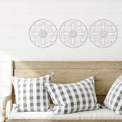 Wall Plaques-Kirkland's Home Metal Medallion Wall Plaques, Set Of 3 White