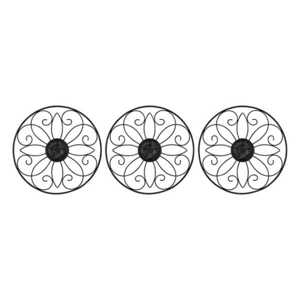 Wall Plaques-Kirkland's Home Metal Medallion Wall Plaques, Set Of 3 Black