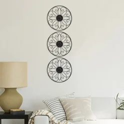 Wall Plaques-Kirkland's Home Metal Medallion Wall Plaques, Set Of 3 Black