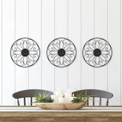 Wall Plaques-Kirkland's Home Metal Medallion Wall Plaques, Set Of 3 Black