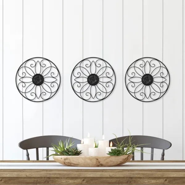 Wall Plaques-Kirkland's Home Metal Medallion Wall Plaques, Set Of 3 Black