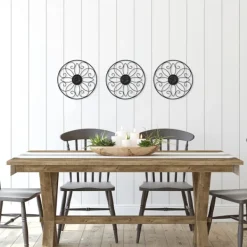 Wall Plaques-Kirkland's Home Metal Medallion Wall Plaques, Set Of 3 Black