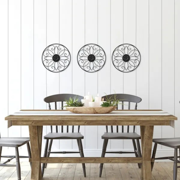 Wall Plaques-Kirkland's Home Metal Medallion Wall Plaques, Set Of 3 Black