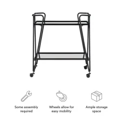 Kitchen Islands & Bar Carts-Kirkland's Home Metal Mirrored Shelves Bar Cart Black
