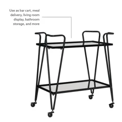 Kitchen Islands & Bar Carts-Kirkland's Home Metal Mirrored Shelves Bar Cart Black