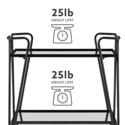 Kitchen Islands & Bar Carts-Kirkland's Home Metal Mirrored Shelves Bar Cart Black
