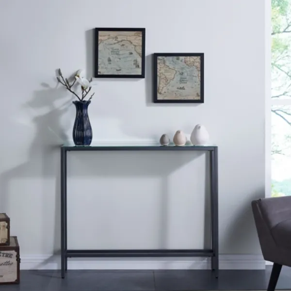 Console Tables-Kirkland's Home Metal Mirrored Top Slim Console Table Gray