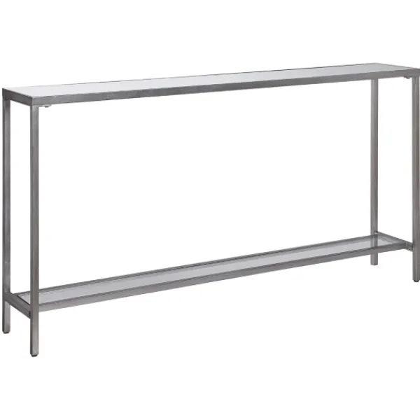 Console Tables-Kirkland's Home Metal Mirrored Top Slim Console Table Silver
