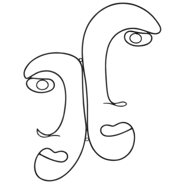 Wall Plaques-Kirkland's Home Metal Modern Outline Faces Wall Plaque Black