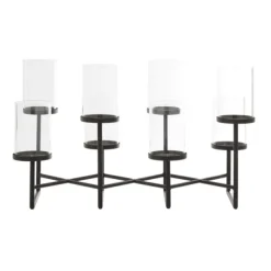 Candle Holders-Kirkland's Home Metal Multi Level Candelabra Runner Black