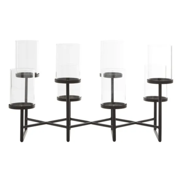 Candle Holders-Kirkland's Home Metal Multi Level Candelabra Runner Black