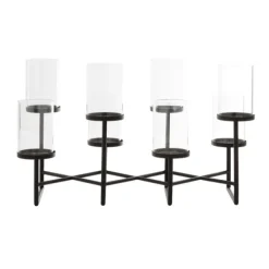 Candle Holders-Kirkland's Home Metal Multi Level Candelabra Runner Black