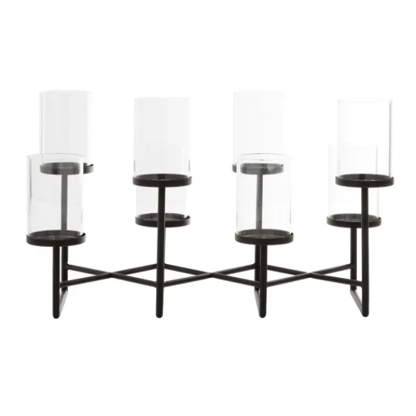 Candle Holders-Kirkland's Home Metal Multi Level Candelabra Runner Black